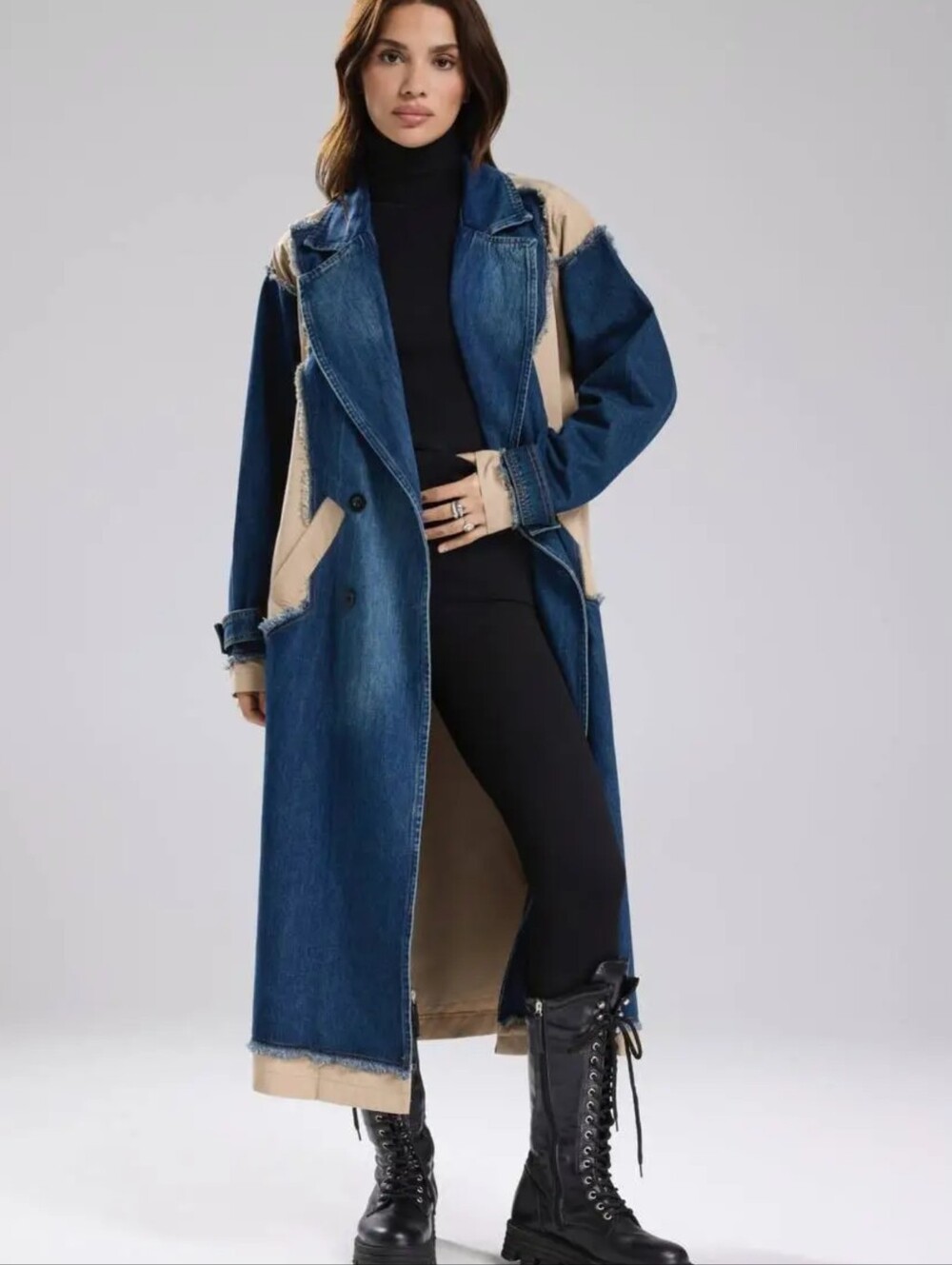 NWT 3 TW Design (Istanbul) Denim And Cotton Trench Coat
